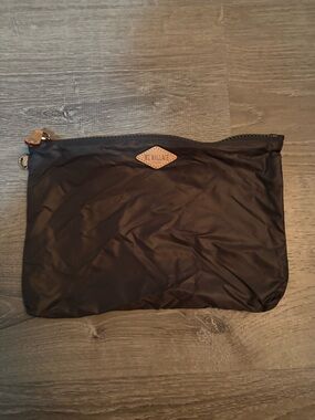 ❤️MZ Wallace Black Nylon Zip Pouch with Tan Leather Logo